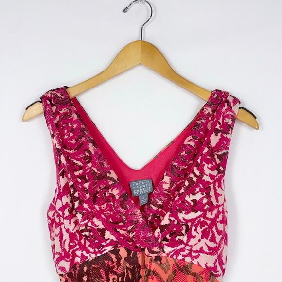 Rabbit Rabbit Rabbit Women's 90s Handkerchief Hem Dress Size 10 Red Pink - Picture 3 of 15